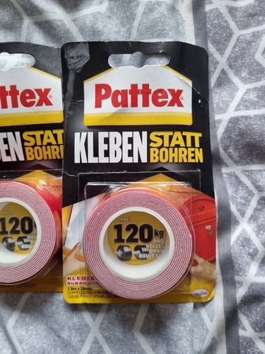 4 x Pattex PXMT2 Double Sided Tape White (L X W) 1.5m X 19mm/1 Meter MAX 120KG - Picture 2 of 2