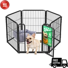 NEW 24 Inch 6 Panel Indoor Dog Playpen Heavy Duty Puppy Small Dogs Black