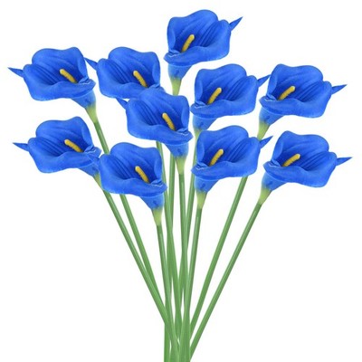 10Pcs 13'' Artificial Calla Lily Flowers Floral Bouquet Decor, Blue