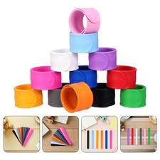 24pcs Slap Bracelets Bulk: Silicone Colored Blank Snap Bands For Crafts -