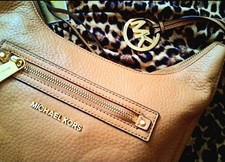 Beige Michael Kors NWT MK Pebbled leather cro...