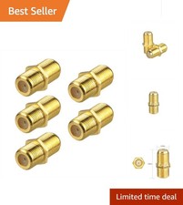 5-Pack RG6 F-Type Gold Plated Female-to-Female Coaxial Connectors - High Speed
