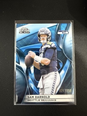 2025 Topps Chrome Black Sam Darnold Blue Wave Refractor /150 #93 Seahawks