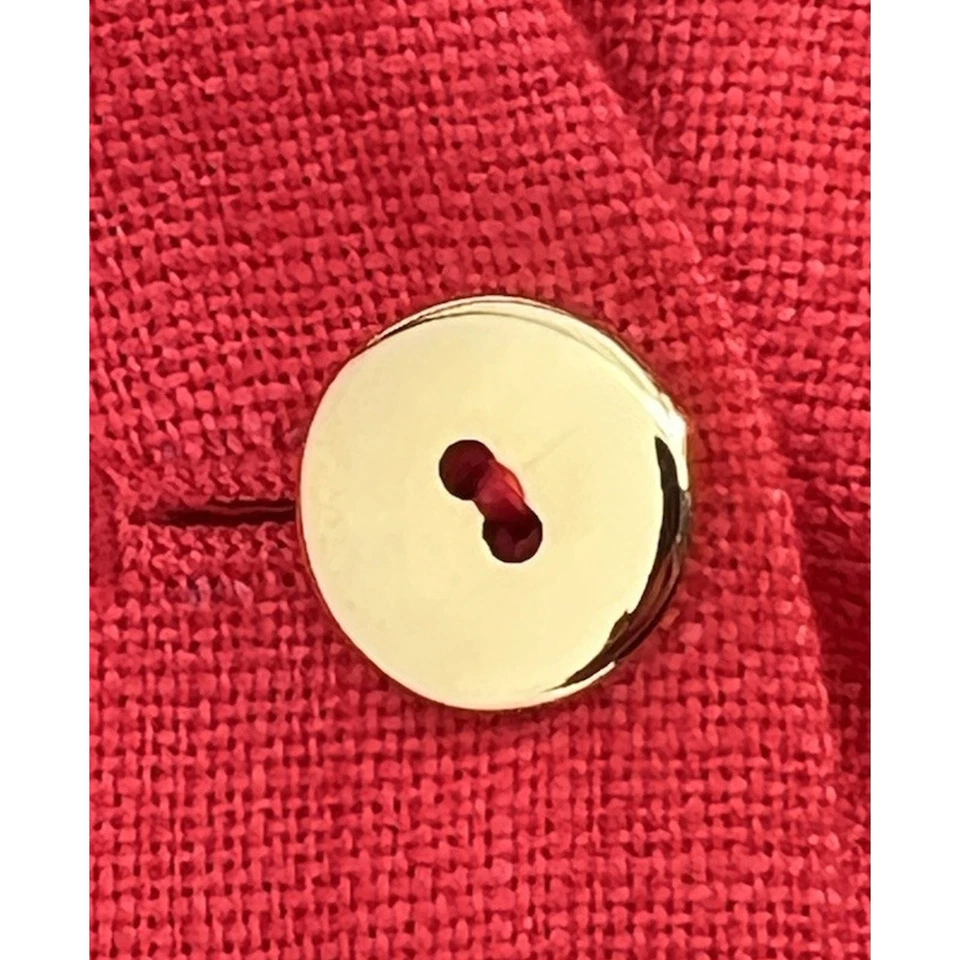 De Colección Años 90 Linda Allred Ellen Tracy Lino Chaleco Falda Conjunto Rojo Minimalista Verano 4P Foto 4 de 4