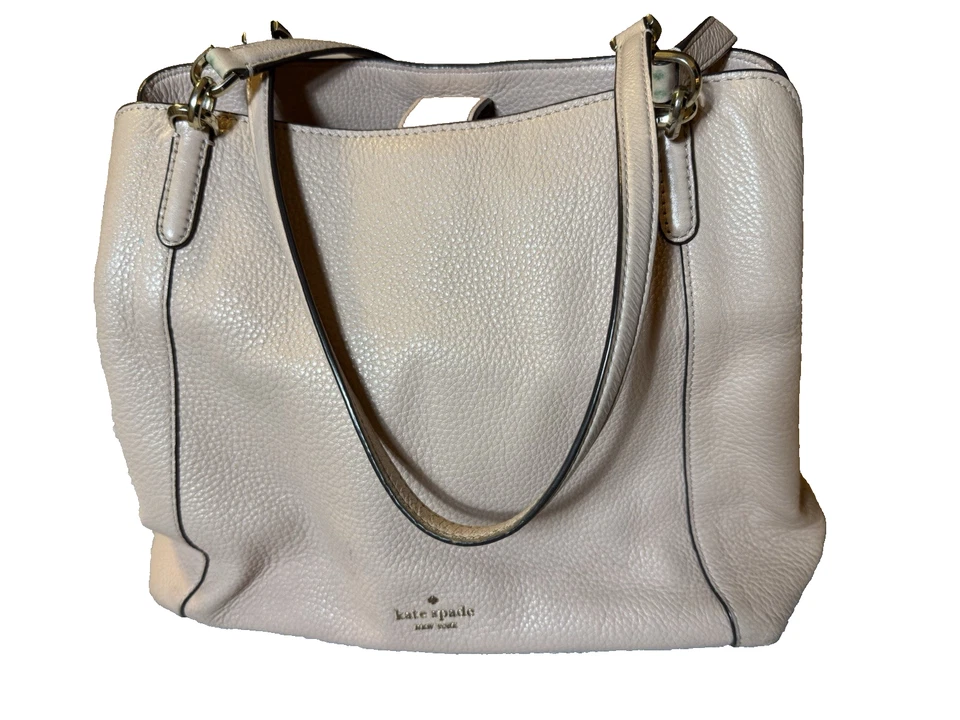 Kate Spade Jackson Pink Pebbled Leather Triple Compartment Shoulder Bag Purse - Image 2 of 4