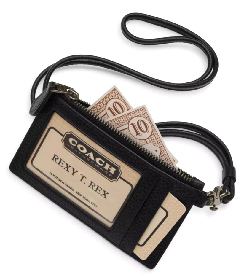 ❤️Coach Zip ID Lanyard Card Case - CAJ45 Black Gunmetal Pebble Leather - NWT - Image 3 of 3