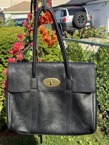 MULBERRY Bayswater Handbag tote bag Shoulder Bag turnlock Leather Black