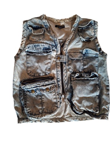 Chaleco de mezclilla Kroix Classics vintage lavado de varios bolsillos para mujer talla M corto - Imagen 2 de 8