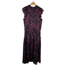 White House Black Market Smocked Waist Ruffle Floral Midi Dress Size Medium NWT