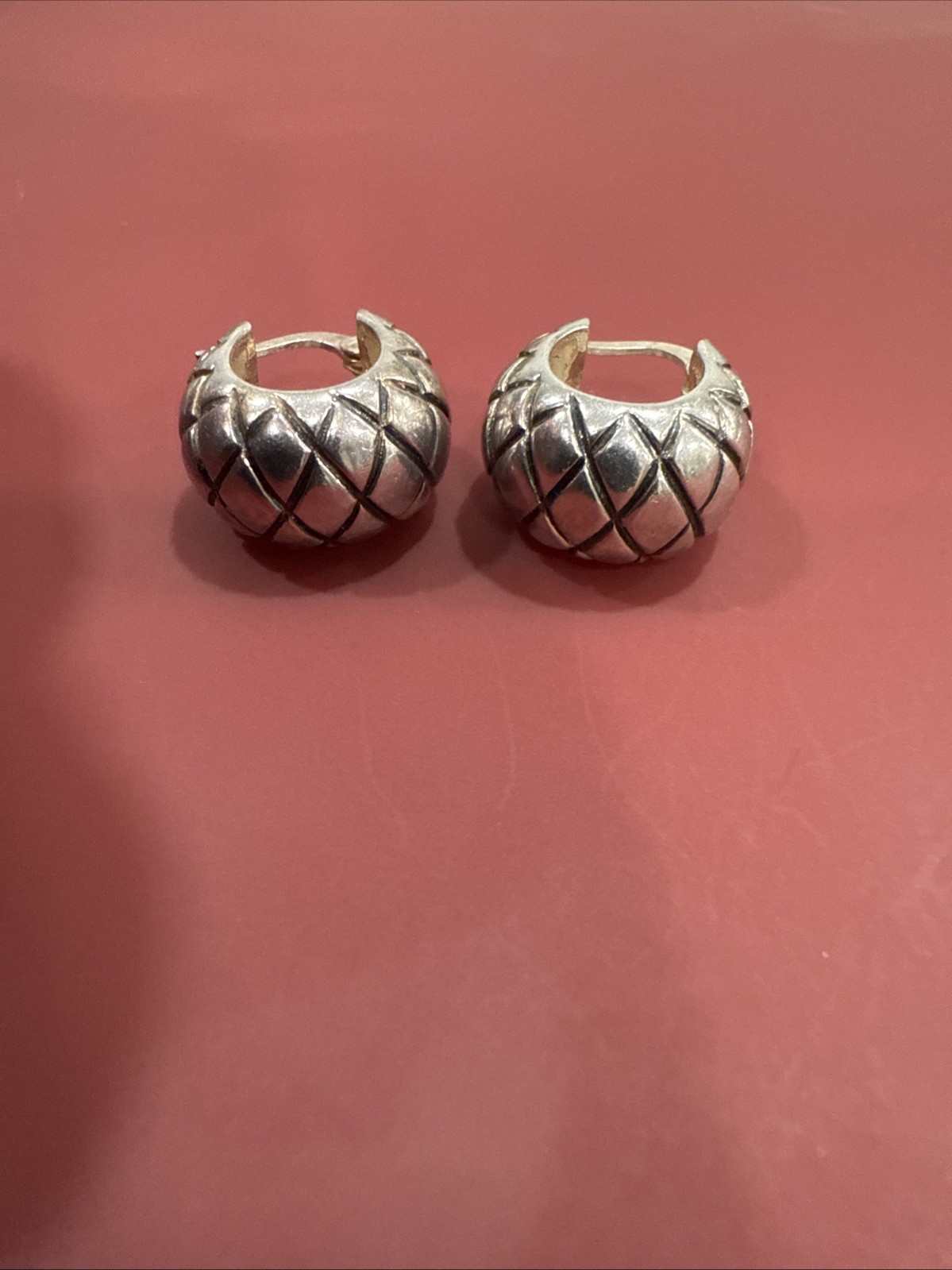 Vintage 925 Pineapple Silver Solid Half-Hoop Earr… - image 3