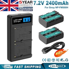 Image of 2PCS 2.4ah NP-FM500H Battery +Dual Charger for Sony Alpha A57 A200 A350 A58 A68