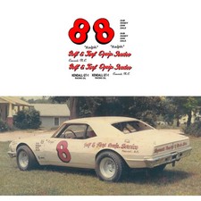  8 Ralph Earnhardt Camaro decal 1/64 scale, Tyco Lifelike Autoworld AFX