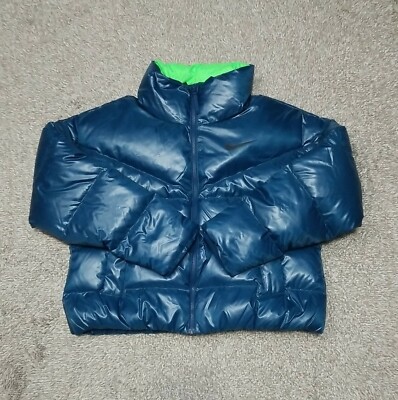 Nike Size Small Women NSW Down-Fill Repel Puffer Jacket Blue Green CU5813-460