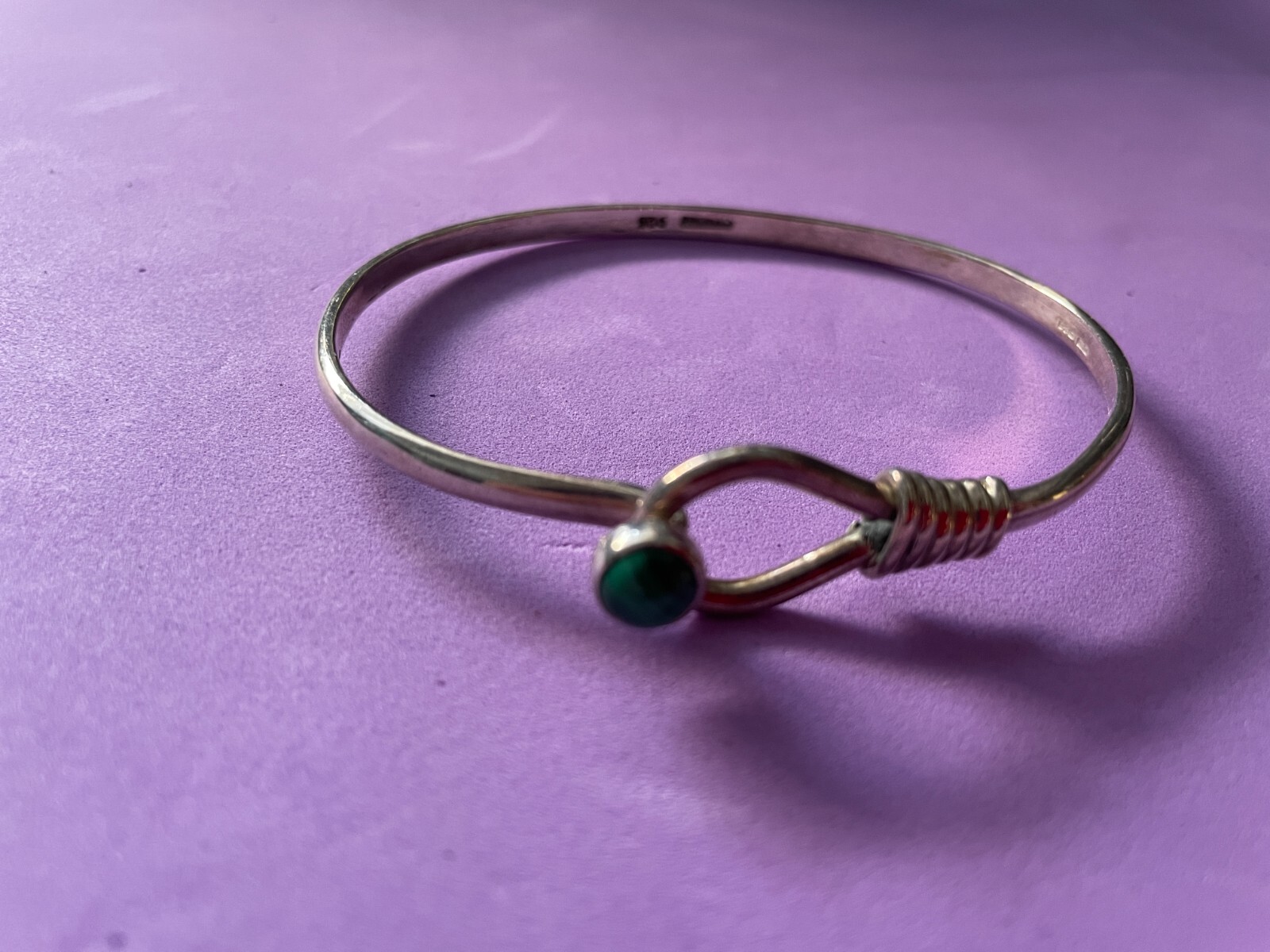 SOLID STERLING SILVER USED CONDITION MALACHITE SE… - image 1