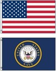 Wholesale Combo Lot 3'x5' Usa American & Us Navy Emblem Seal Crest 2 Flags 3x5