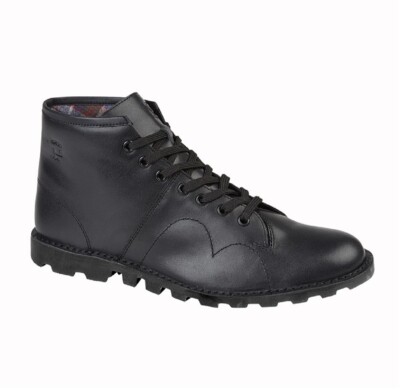 Grafters Unisex Original Retro Monkey Boots Leather BLACK Classic 1960