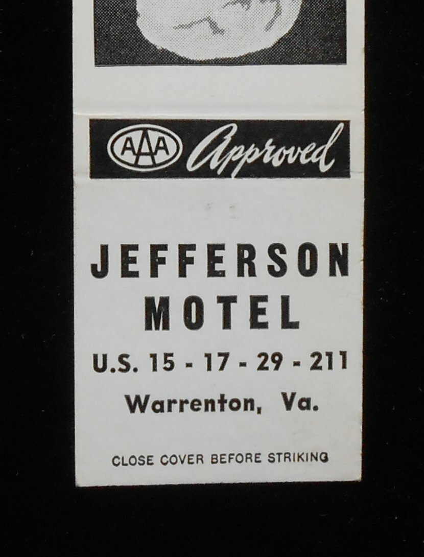 1950s Jefferson Motel Built in 1952 Telephone 1015 Rt. 15 Warrenton VA