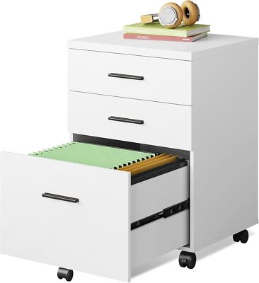 3Drawer File Cabinet for Home Office, Wood Under Desk Filing Cabinet,with Wheels