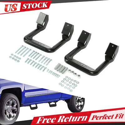 Fits Chevy GMC Dodge Ford Pickup Trucks SUVs Pair Black Aluminum Side Steps Bar