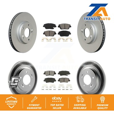 Coated Disc Brake Rotors And Semi-Metallic Pads Front Rear Kit For Kia Optima