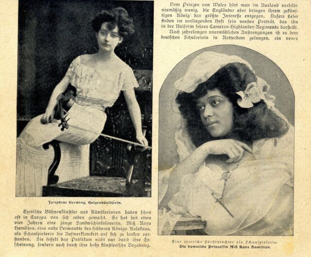 Josefine Gerwing Geigenkünstlerin & Prinzessin Miß Rava Hamilton von 1905
