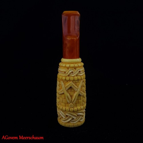 Porte-cigare maçonnique en écume de mer sculpté à la main, cadeau franc-maçonnerie, Shriner AGM-1292 - Photo 5/12