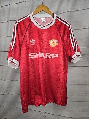 Vintage 90s Adidas Manchester United Soccer Football Jersey Red