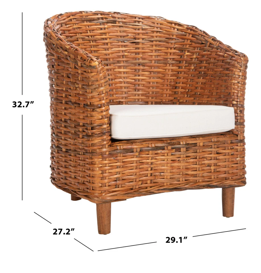 SAFAVIEH Omni Rattan Barrel Chair | Honey | - Image 4 of 4