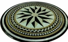 18'' round black Marble Coffee corner Center Table Top inlay mosaic decor  k20