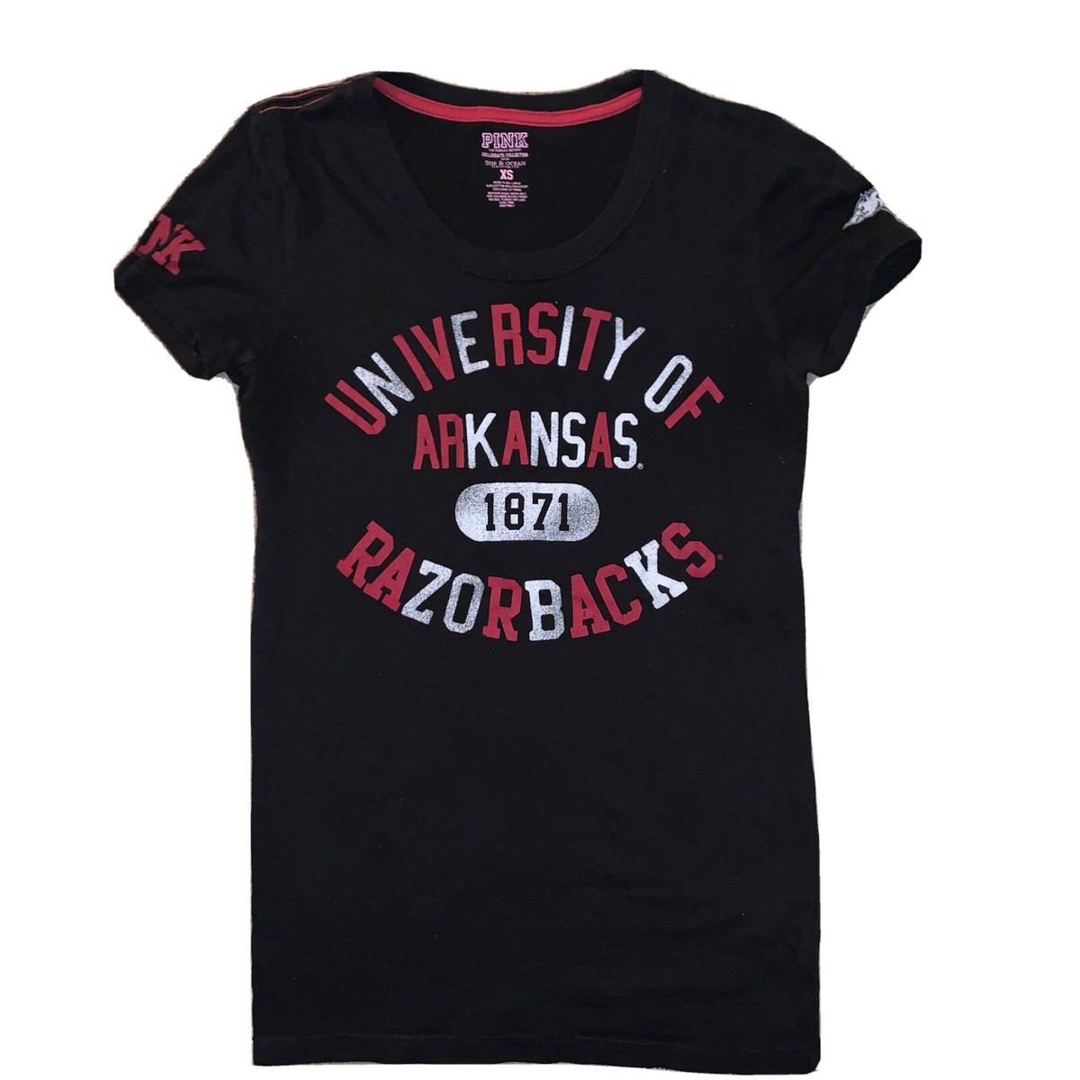 T-shirt Victoria's Secret PINK - University Of Arkansas - Bling - Neuf Avec étiquettes