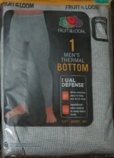 NWT Men's Fruit of the Loom Thermal Waffle Base Bottom Gray Underwear Layer