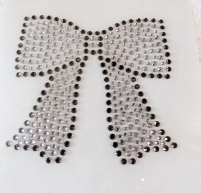 Hotfix Bügelbild Strass Schleife gr. Black-Diamond Crystal 181214-2 Karostonebox