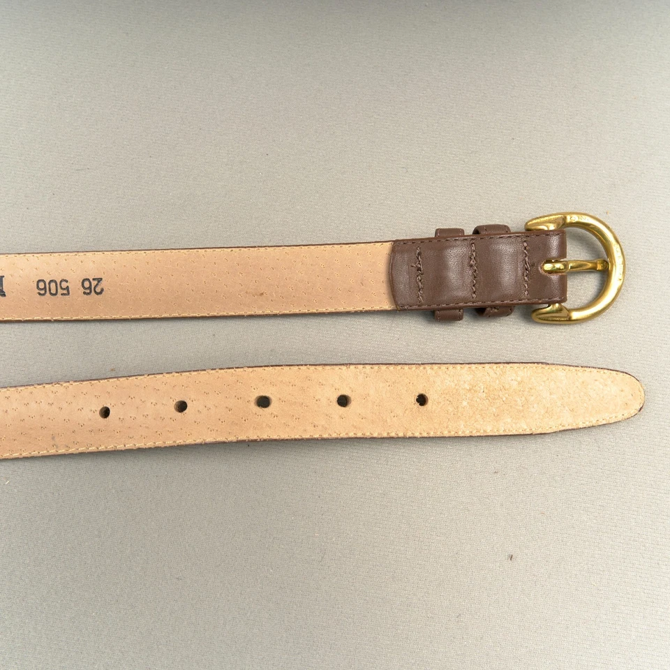 Cinturón vintage Lands End 26 cuero marrón hebilla de latón hecho en EE. UU. para mujer Foto 4 de 4