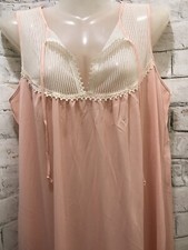 FAB 50's Powder Pink Liquid Nylon Empire Waist Sleeveless Long Nightgown Size M
