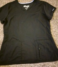 Greys Anatomy Womens Scrub Top Active Side Panel Vneck Black Large 41423