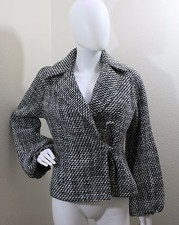Anthropologie Tweed Bell Sleeve Wrap Jacket By Tabitha 4 Wool Blend