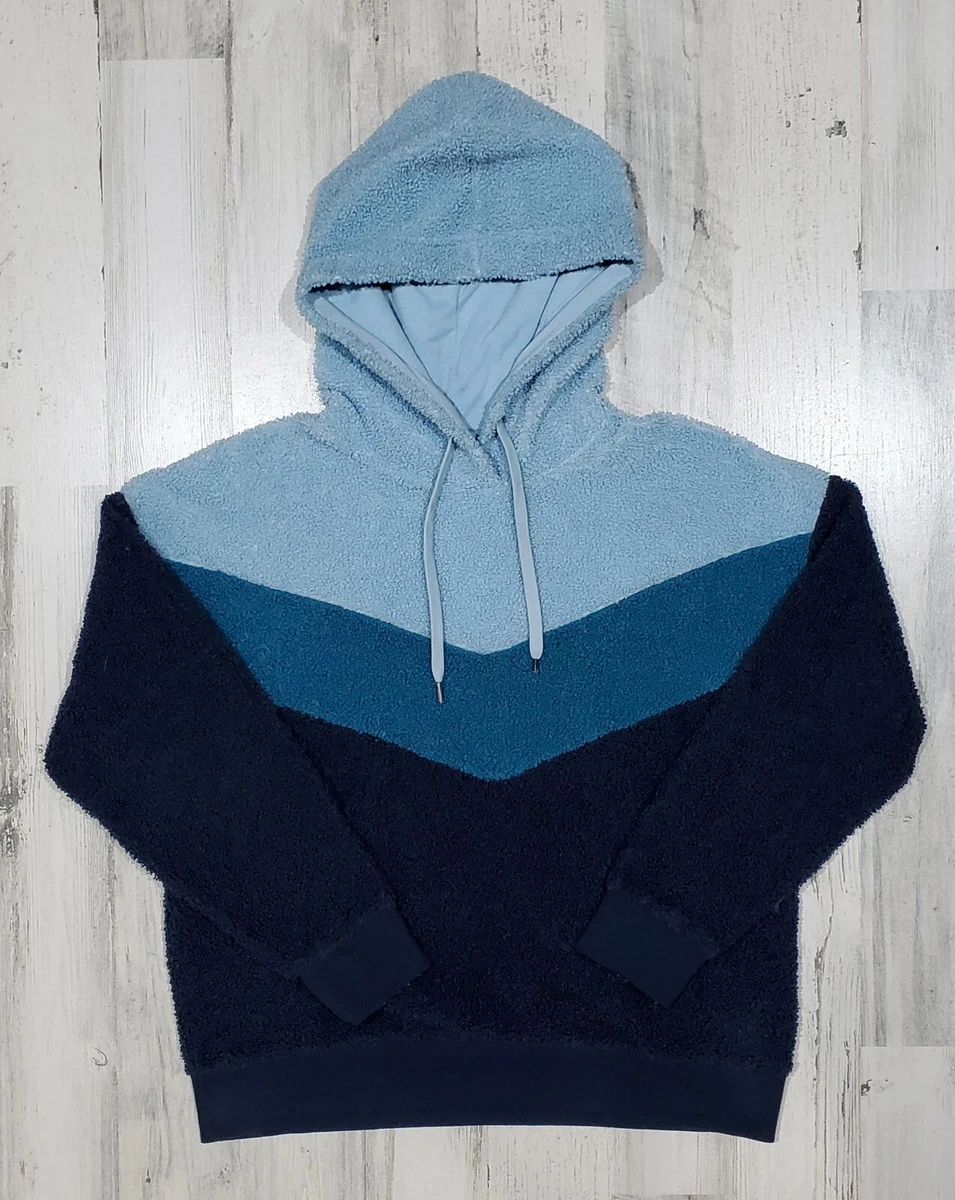 Xersion Fuzzy Hoodie Womens Small S Pullover Sweater Blue Colorful Hooded |  eBay