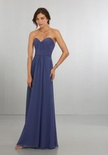 Mori Lee Chiffon Bridesmaids Dress with Draped Sweetheart Bodice