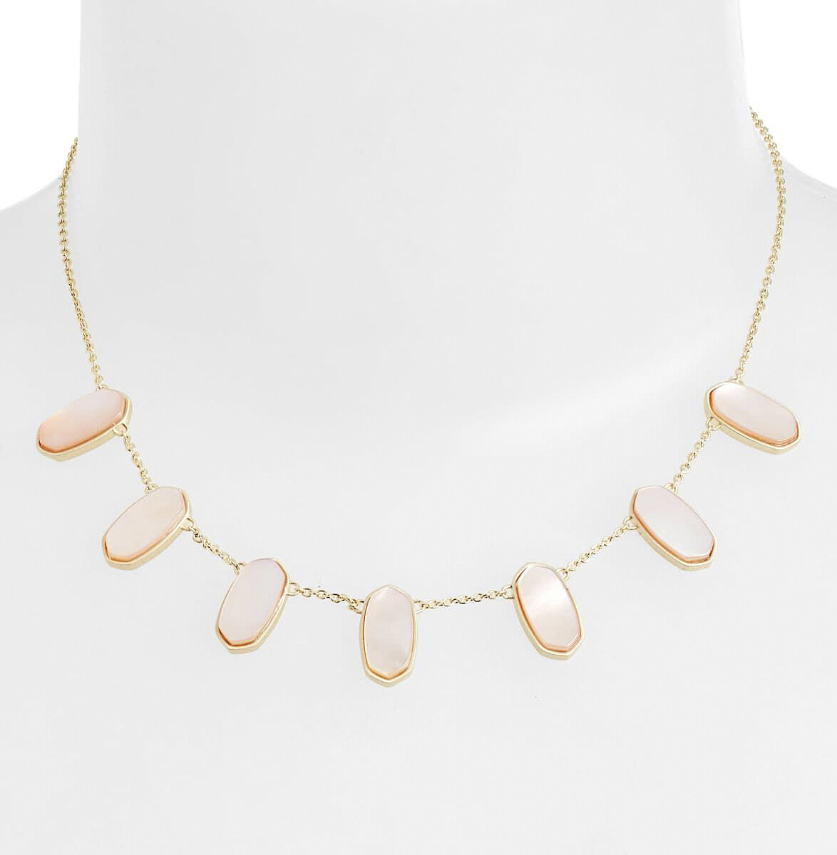Kendra Scott Meadow Peach Mother of Pearl Station Necklace NWT