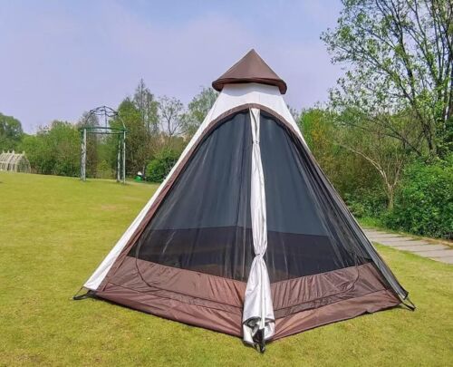 Tenda 12'x 10' x8' Grande Torre Spaziale Campana Tipi per Famiglia 3-4 Persone Tende Campeggio - Foto 3 di 10