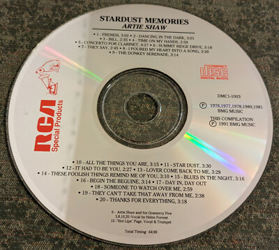 Artie Shaw : Stardust Memories - rare Audio CD