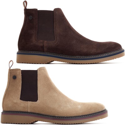 Base London Chelsea Boots Mens Hooper Suede Leather Smart Slip On Shoes