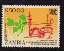 ZAMBIA 1990 SG620 50k 10th Ann SADCC Coal Via Cable Fine Used Catalogue &pound;9.50