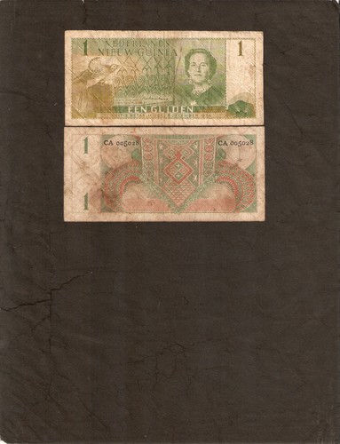 OLANDA NUOVA GUINEA 1 FIORINO P-11 1954 OLANDESE INDONESIA BIRD MONEY rara NOTA - Foto 2 di 2