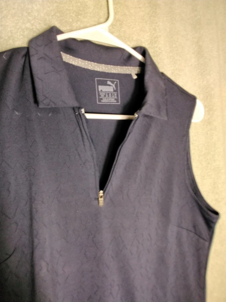 Женская рубашка Puma Golf Dry Cell размер M темно-синяя с геометрическим узором на молнии топ без рукавов - Изображение 4 из 4