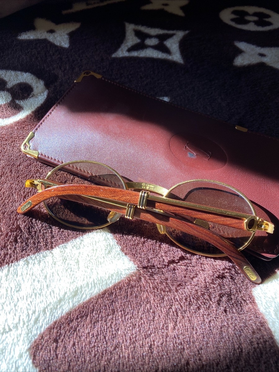 Cartier Giverny Sunglasses Vintage 18k GP Bubinga Wood OG Lenses