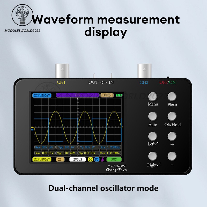 Dual Channel Digital Oscilloscope Bandwidth 10MHZ Signal Generator 3.2 inch LCD
