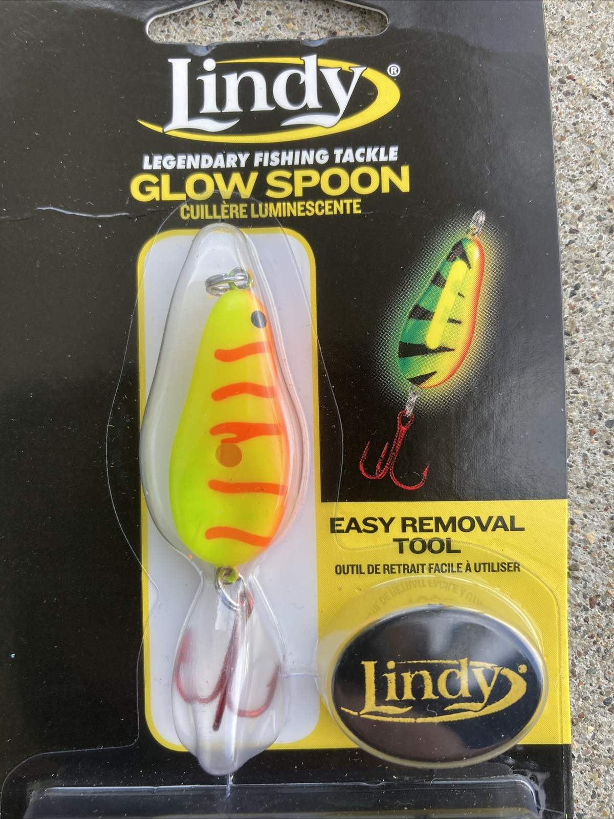 4 Pk Lindy Glow Spoon Ice Fishing Jigs 1/8 Th Oz Xtra Glow Sticks BNIP