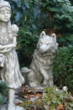 Gartenfigur Gebrüder Grimm WOLF, Steinguss S...