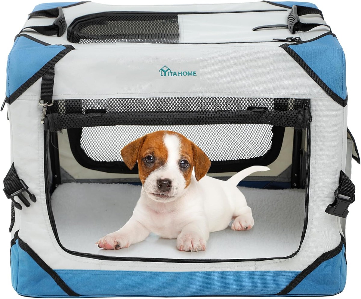 YITAHOME Soft Collapsible XS Dog Crate 4-Door Portable Travel Dog